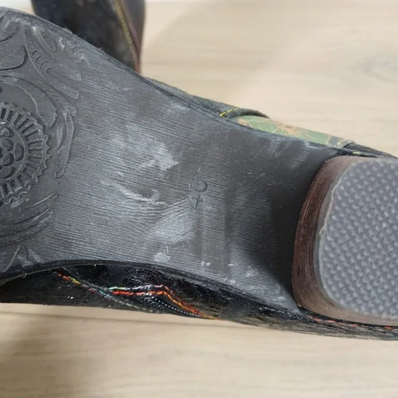 Spring Step L'Artiste Waterlily Boots Women 9 Multicolor Leather Block Heel - Picture 9 of 12